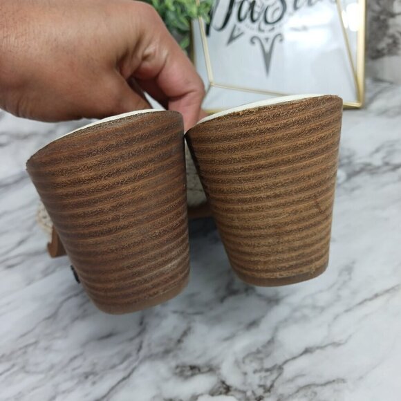 SAM EDELMAN Lillianna Slip-On Leather Heel Mules Ivory Pointed Toe women's sz.8 - Picture 5 of 11